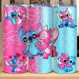 - Super Cute Valentine  Stitch  Skinny Tumbler 20oz ( 1 Piece )